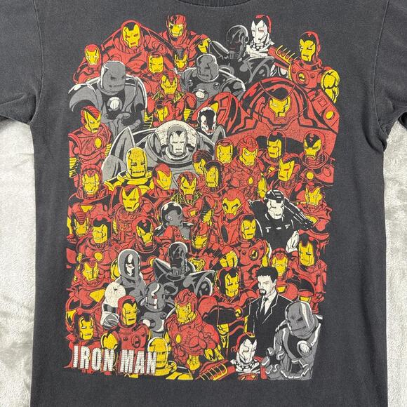 2000s Y2k Vintage Marvel Iron Man Superhero Comic T-Shirt Black Size XS - Picture 6 of 6